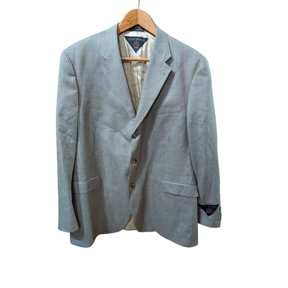 Tommy Hilfiger Mens Houndstooth Blazer 48L Wool/Silk Blend - Picture 1 of 7
